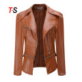 Women's Fashion Studded Perfectly Shaping Faux Leather Biker Jacket